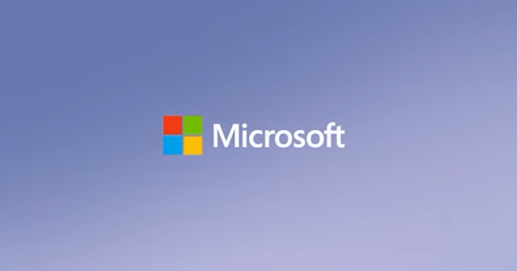 Microsoft logo on a purple background.