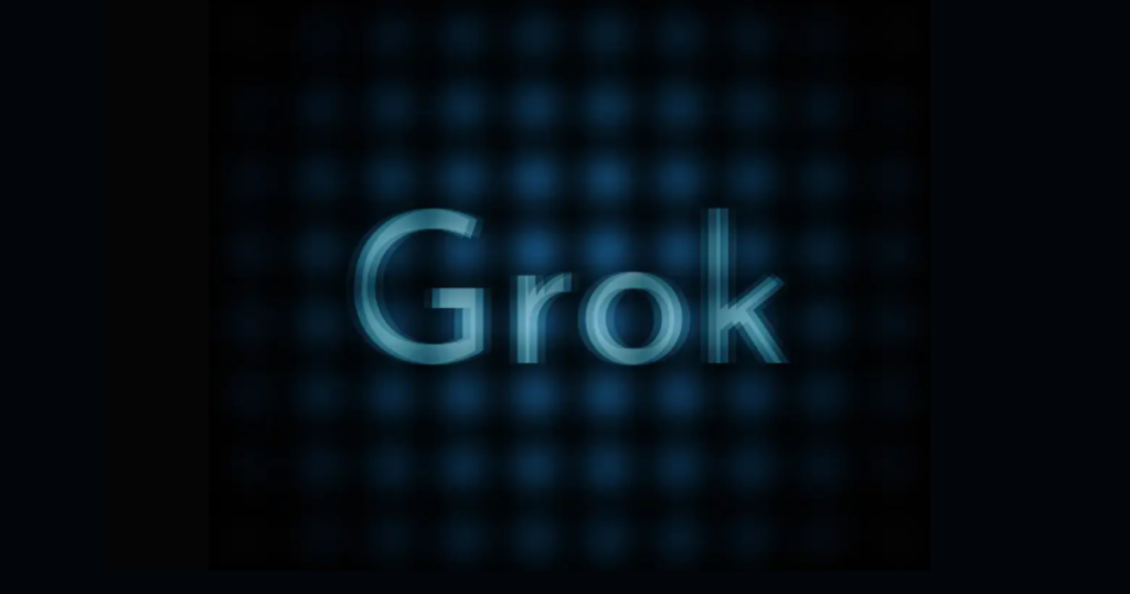 The word "Grok" on a dark blue background.