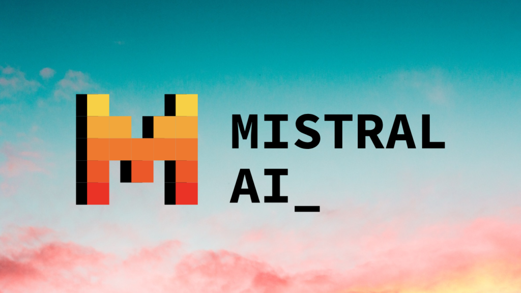 Mistral AI logo on a colorful background