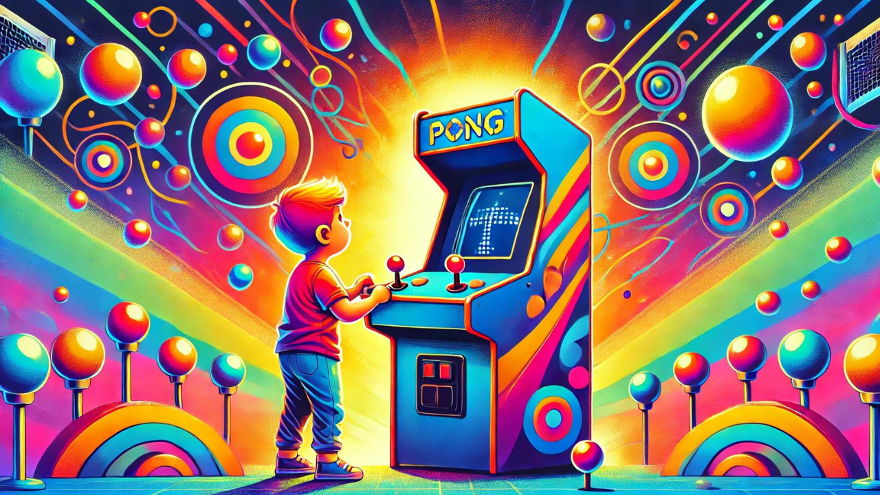 cartoon kid playing pong