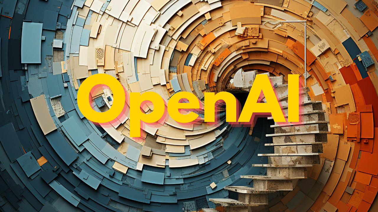 OpenAI logo with abstract background.