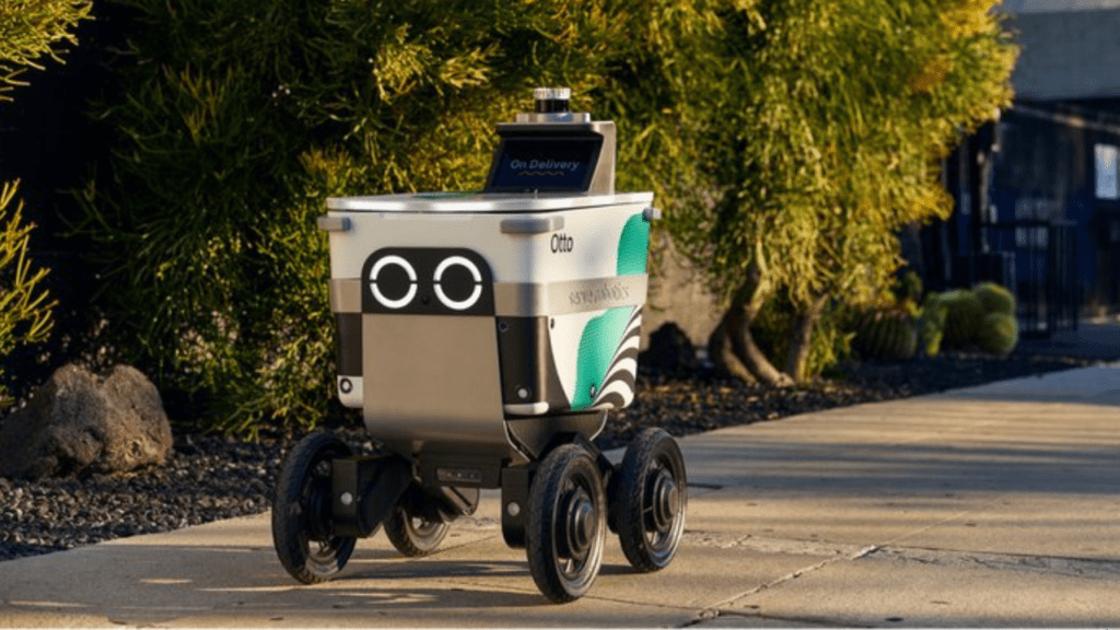 Photo of a delivery robot