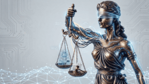 Illustration of lady liberty in digital form