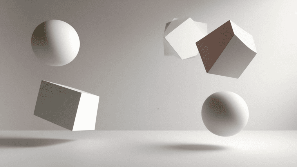 geometrical shapes floating in the air