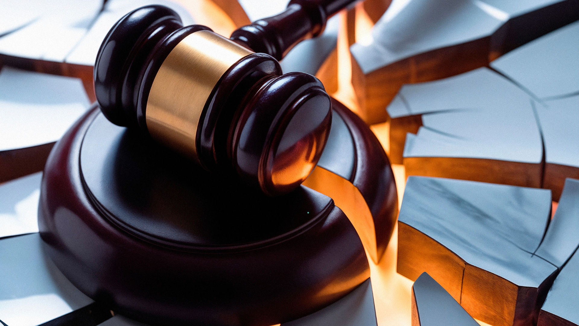 photo of a shattered gavel