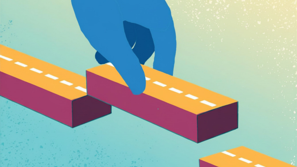 illustration of a hand and a gap in the road