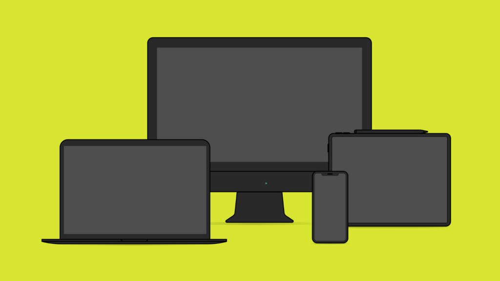 silhouette of mobile devices on a colored background
