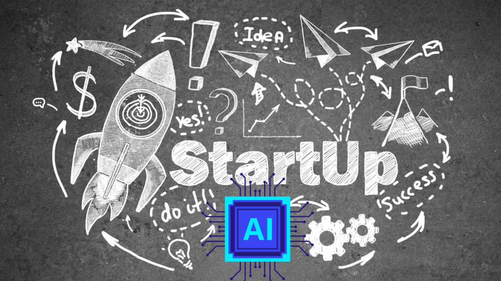 chalk drawing on blackboard of a rocket ship and arrows to depict startup activity