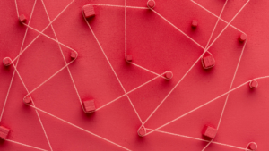 abstract of string linking different square boxes