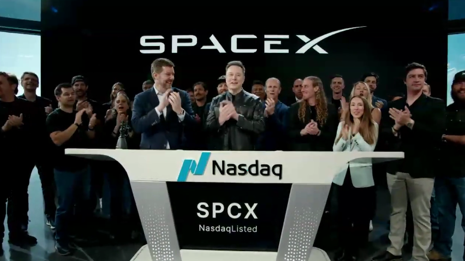 Photo of Elon Musk at SpaceX offices