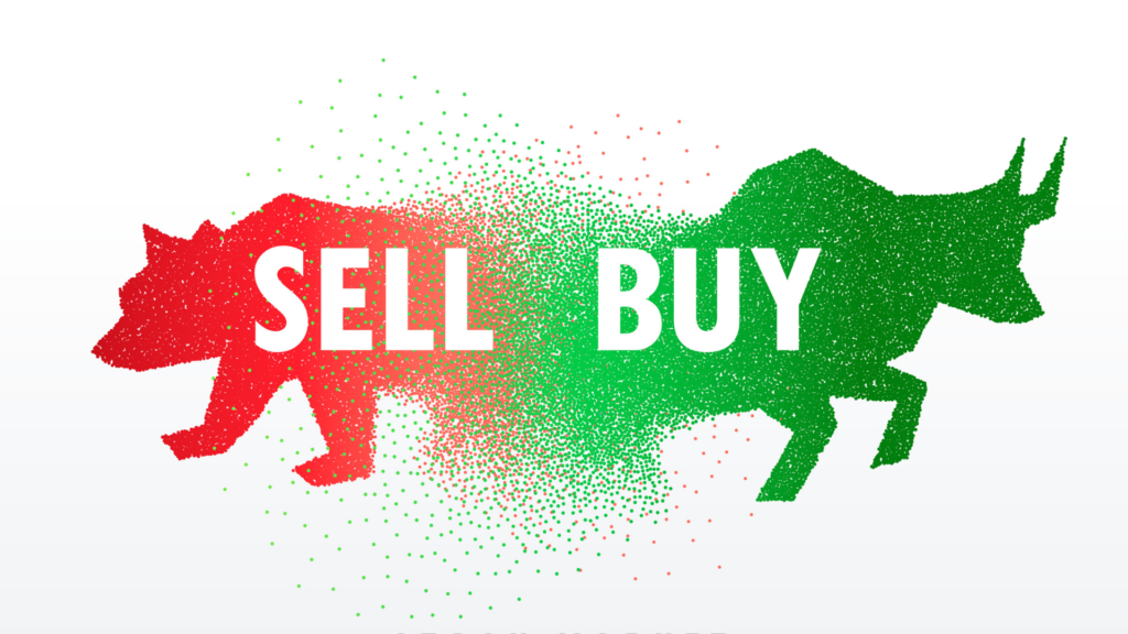 Illustration of a bull and a bear depicting Wall Street