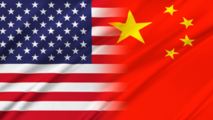 U.S. and China flags illustration