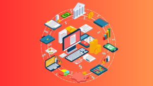 finance functions illustrated in icons in a circle