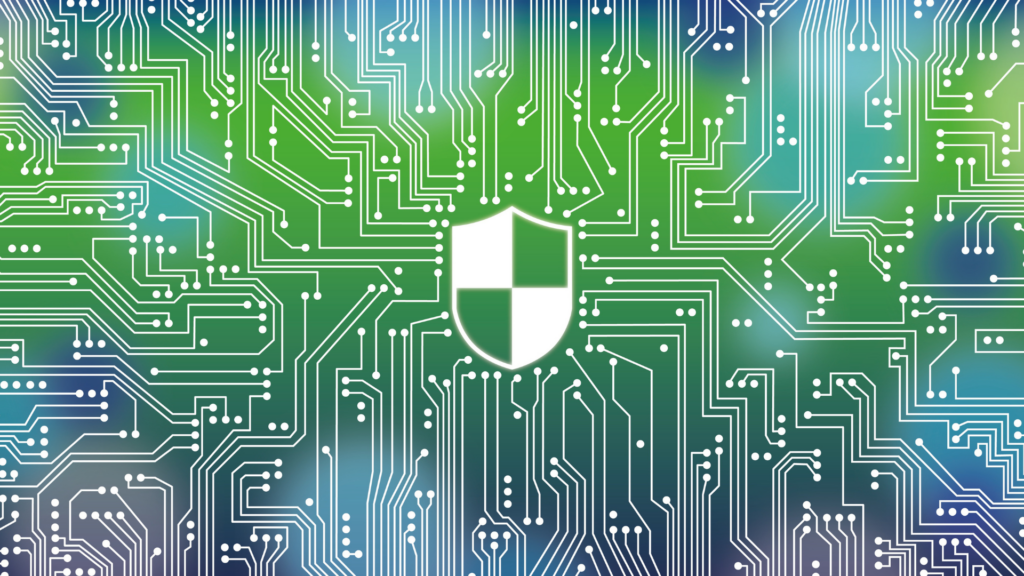 illustration of a shield on a circuit board