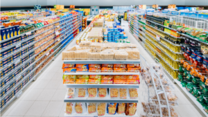 Supermarket shelves photo