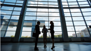 stock photo of people inside a building